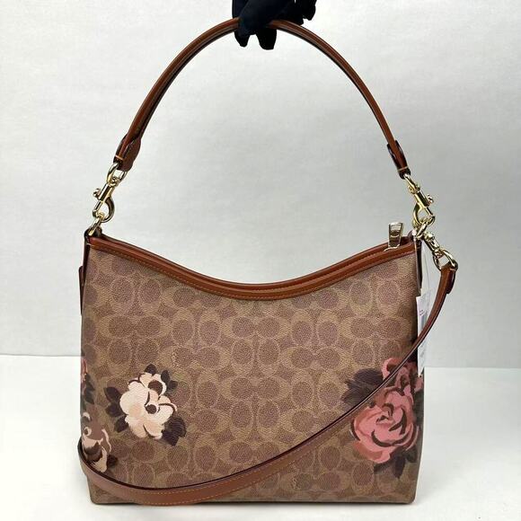 Coach Laurel Shoulder Bag In Signature Canvas Rose Print In Gold/Tan CY729 - Picture 16 of 16